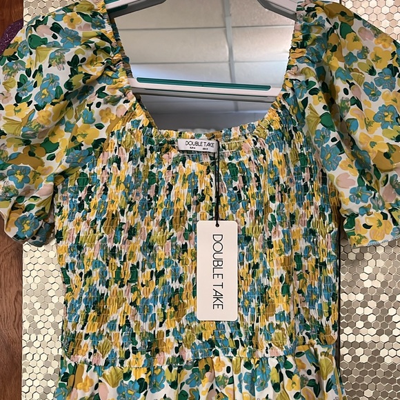 NWT Double Take smocked flounce Dress. - Picture 2 of 11